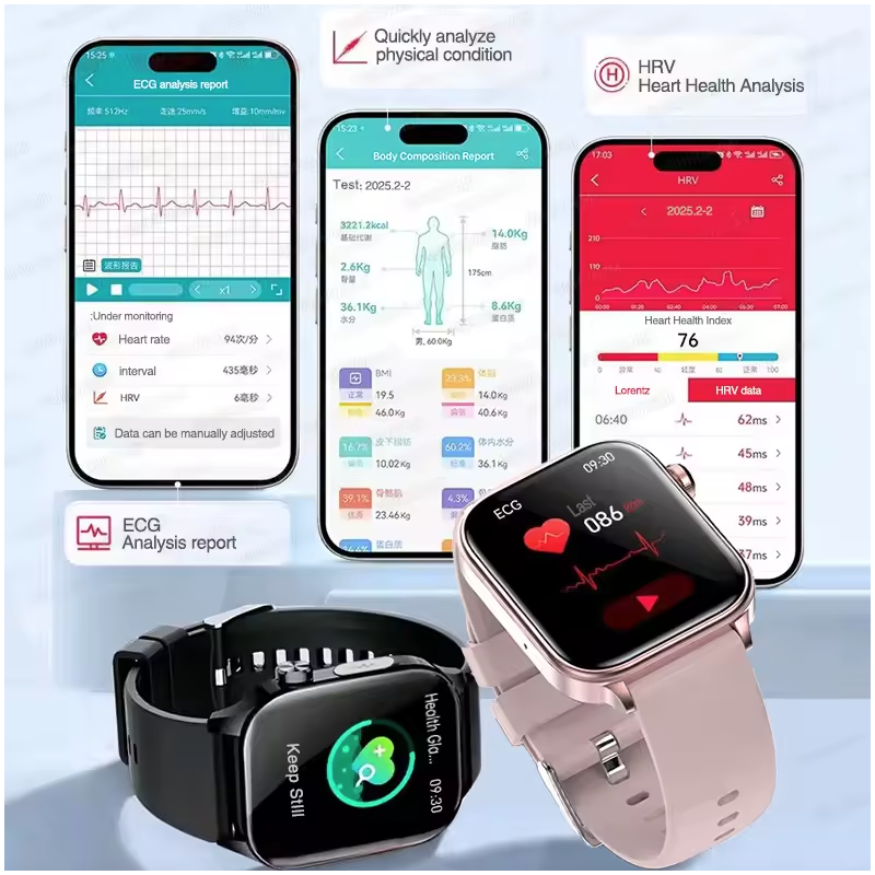 ET585 ECG+PPG AI Health Diagnose Smart Watch Men Women Clock Blood Lipid BP Uric Acid Heart rate 