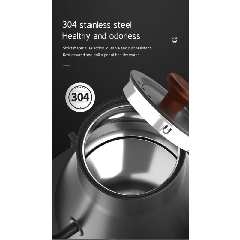 Electric Gooseneck Kettle Real-Time Temperature Control 1200-Watt Quick Heating Safe Design Precision Pouring