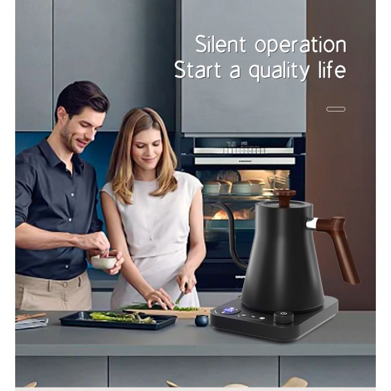 Electric Gooseneck Kettle Real-Time Temperature Control 1200-Watt Quick Heating Safe Design Precision Pouring