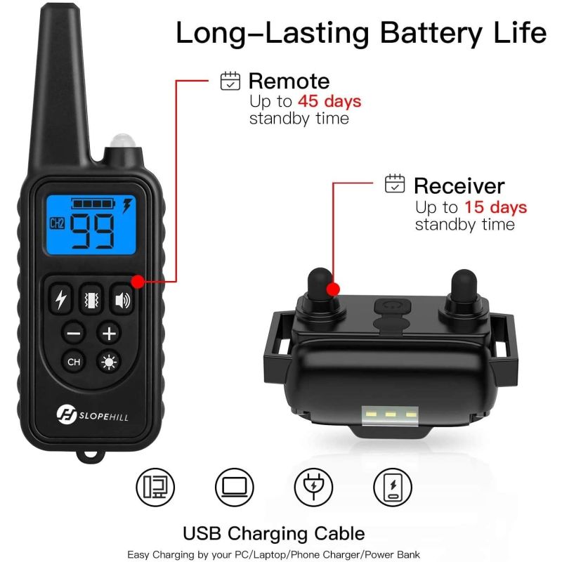 800m Electric Dog Training Collar with LCD Display Rechargeable Waterproof Collar Effective Outdoor Training