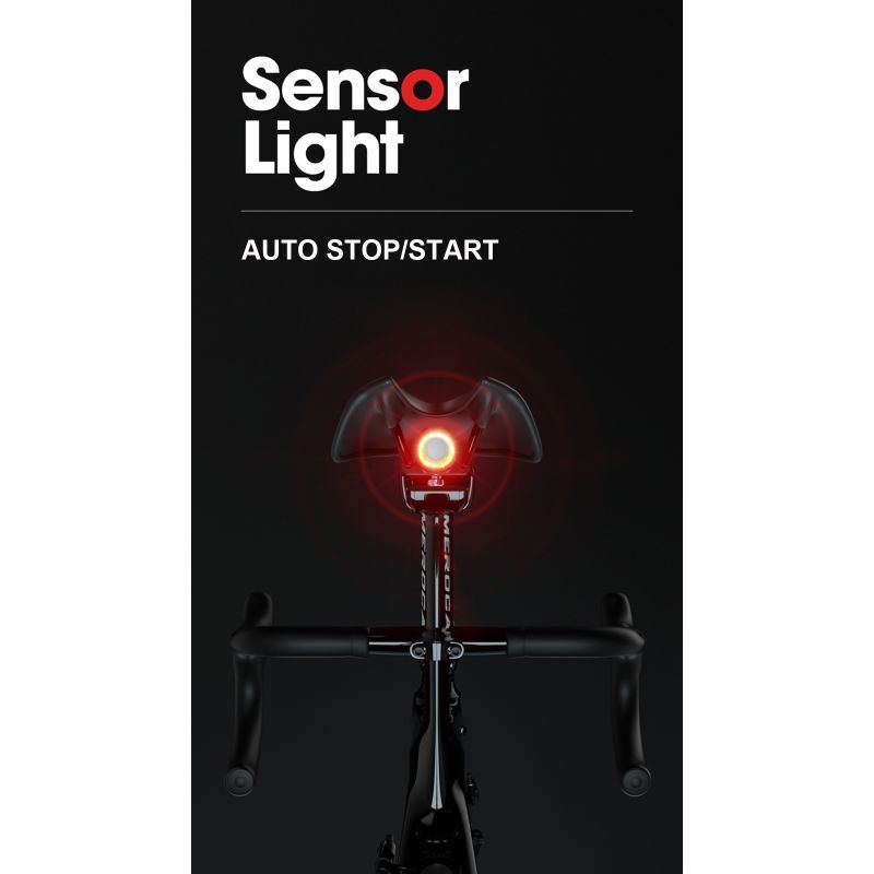 Smart Bicycle Tail Light with Auto Start Stop Brake Light USB Charge IPX6 Waterproof Cycling Safety Light