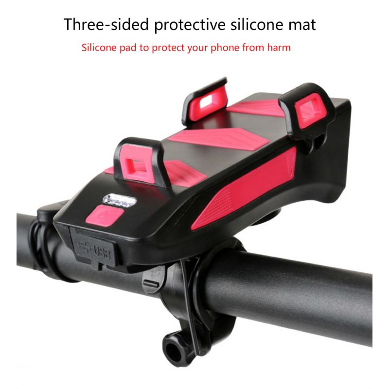 Enhance Cycling with Multifunctional 4 in 1 Bike Light 800 Lumens Flashlight Bike Horn Phone Holder Power Bank