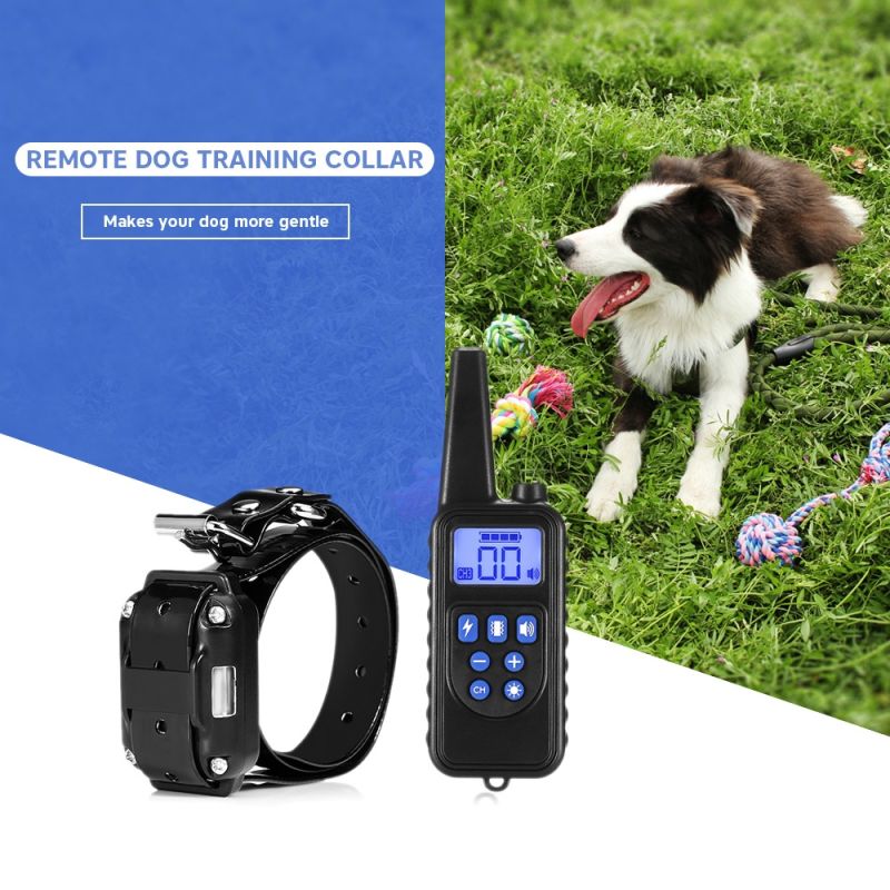800m Electric Dog Training Collar Waterproof Rechargeable Pet Remote Control with LCD Display Adjustable Modes