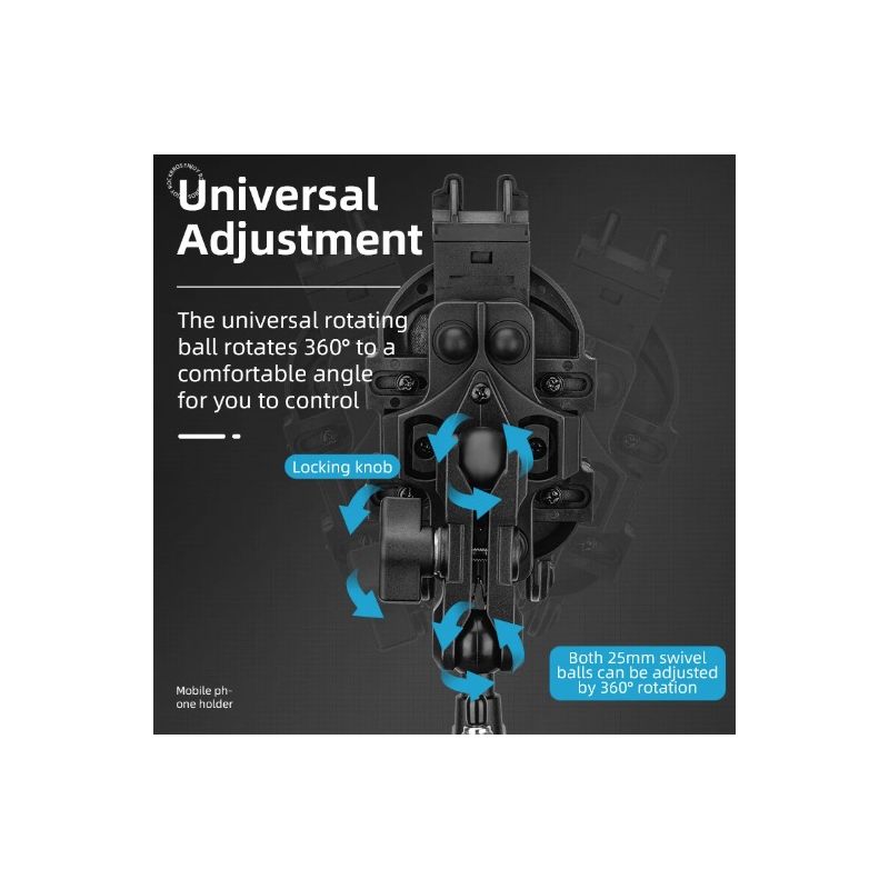 ROCKBROS Phone Holder Durable Aluminum Motorcycle and Cycling Mount with Silicone Shock Absorption Adjustable Stand