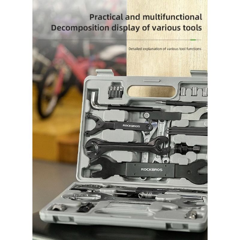 ROCKBROS Professional Cycling Tools Set Durable Carbon Steel Bike Repair Kit with Compact Storage