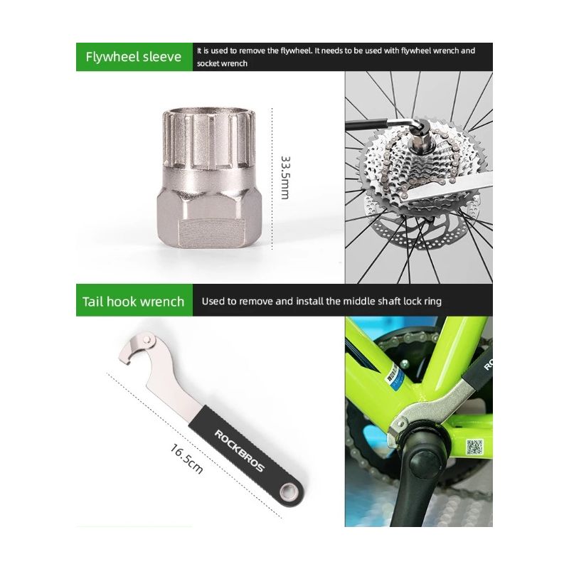 ROCKBROS Professional Cycling Tools Set Durable Carbon Steel Bike Repair Kit with Compact Storage