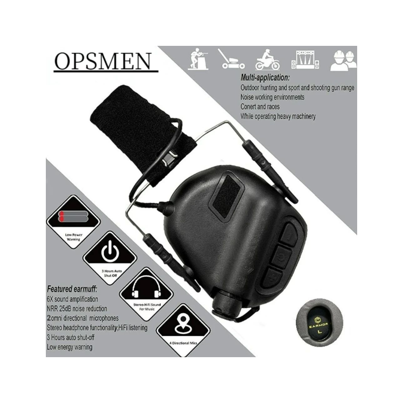 EARMOR M31 MOD4 Tactical Electronic Shooting Earmuffs Noise Reduction Hunting Gear with Comfortable Ear Cushion