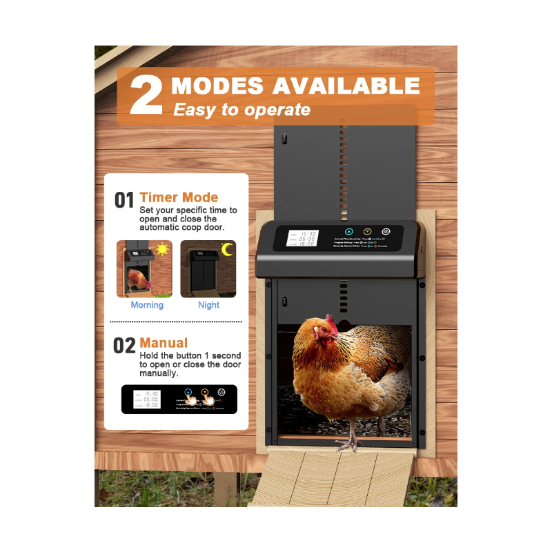 Automatic Chicken Coop Door Opener with Built-in Timer Durable Weather-Resistant Aluminum Electric Door