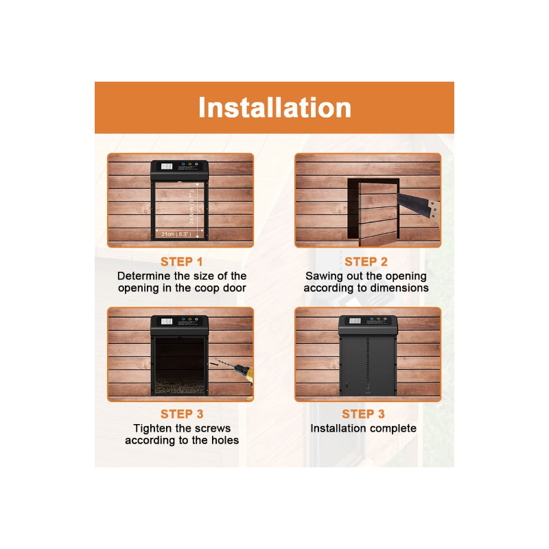 Automatic Chicken Coop Door Opener with Built-in Timer Durable Weather-Resistant Aluminum Electric Door