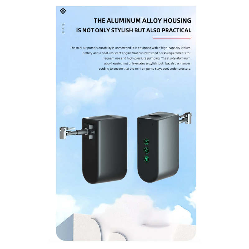 HT09 Mini Bike Pump Portable Electric Air Pump with High-Precision Pressure Sensor Lightweight Design