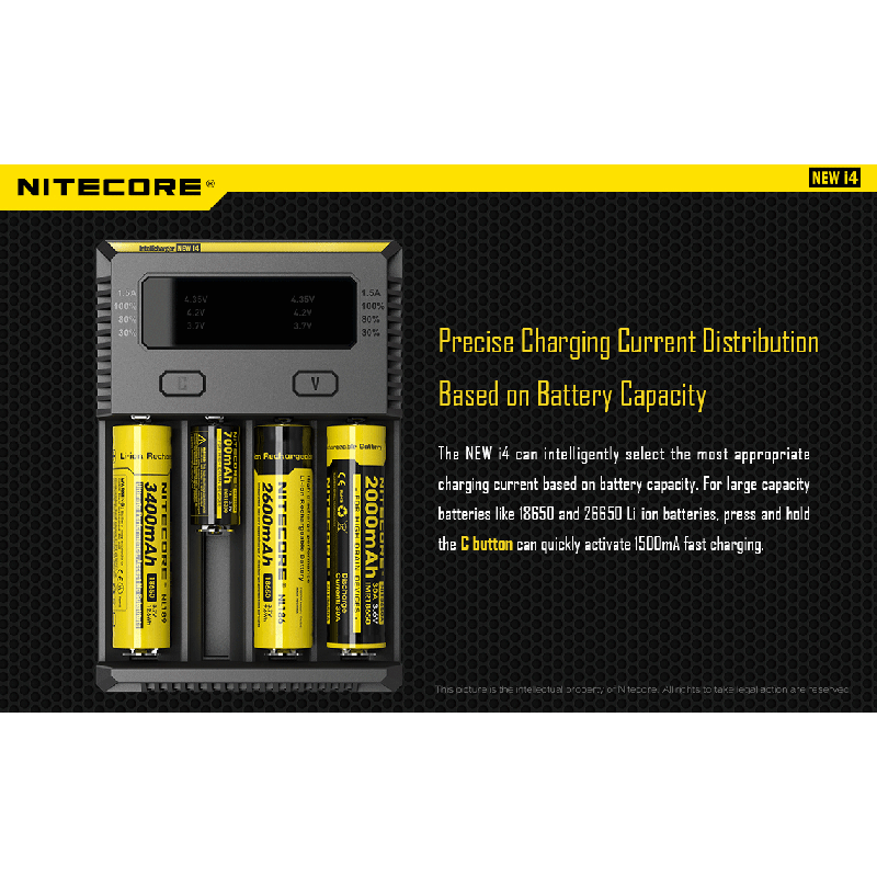 Nitecore NEW I4 Li-ion Battery Charger User-Friendly Efficient Output Smart Charging for Li-ion NiMH Compatibility
