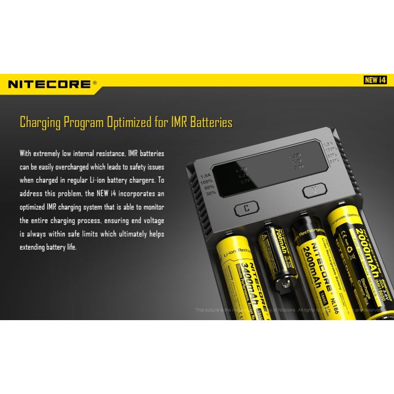 Nitecore NEW I4 Li-ion Battery Charger User-Friendly Efficient Output Smart Charging for Li-ion NiMH Compatibility