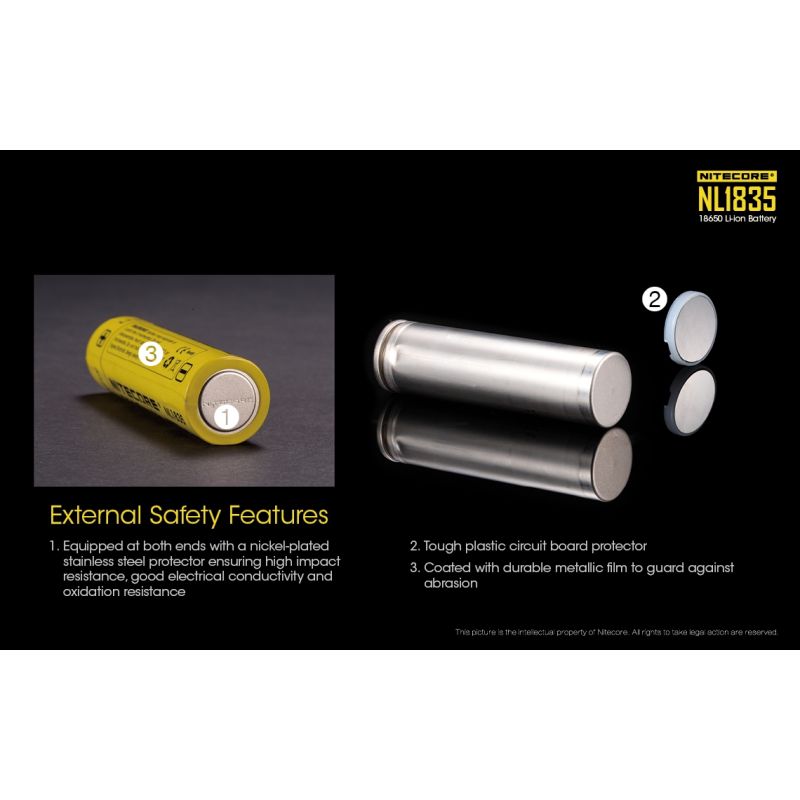 Nitecore 18650 NL1835 3500mAh Li-ion Rechargeable Battery for Long-lasting Power and Reliable Performance