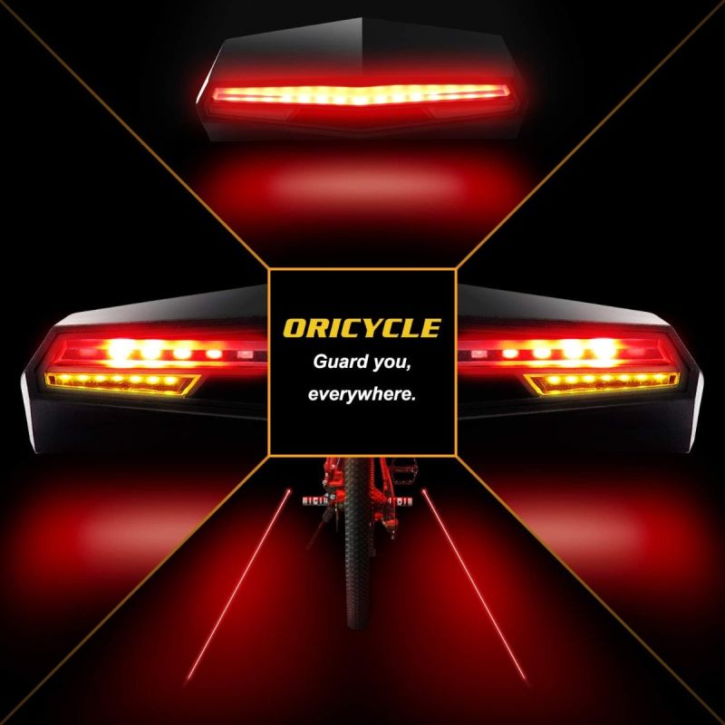 C1 Rechargeable Bike Tail Light LED - Remote Control, Turning Lights, Ground Lane Alert, Easy Installation for Cycling Safety Warning Light