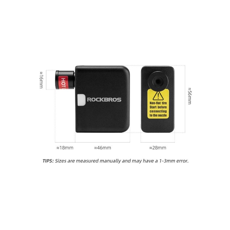 ROCKBROS Portable Mini Electric Air Pump 100PSI Rechargeable Durable Bike Motorcycle Car Tire Inflator