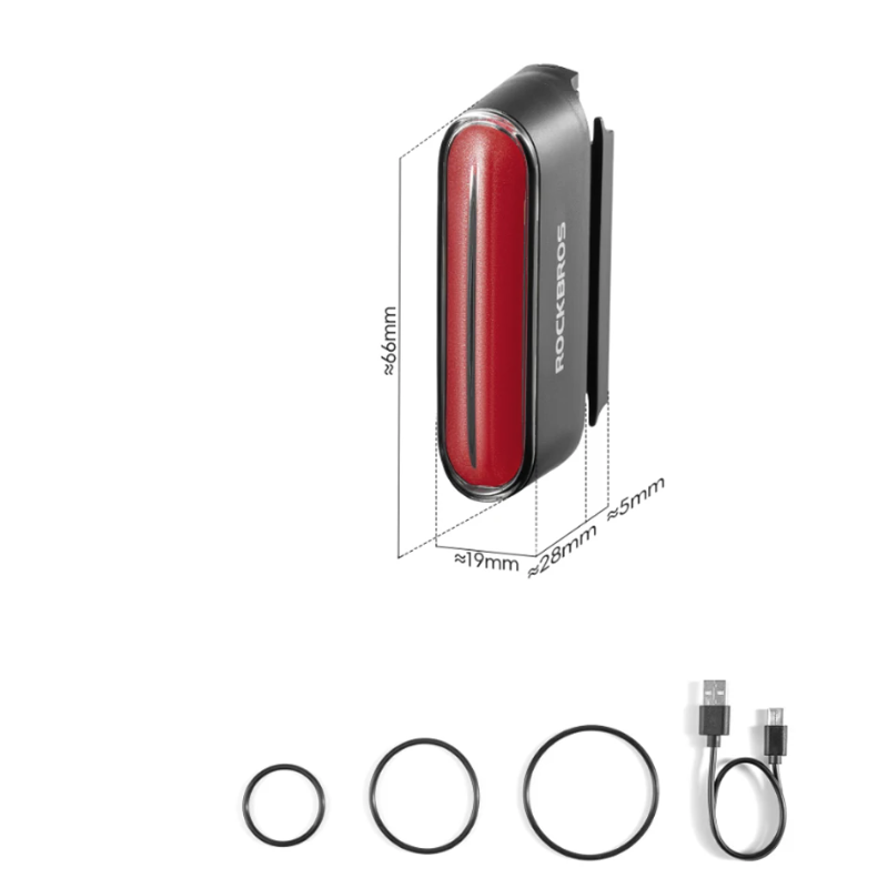 ROCKBROS Magnetic Bike Taillight IPX6 Waterproof 7 kinds Mode Smart Sensor Night Safety Warning Light Cycling Accessories