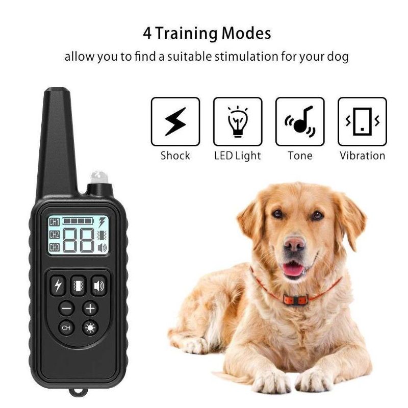 800m Electric Dog Training Collar Waterproof Rechargeable Pet Remote Control with LCD Display Adjustable Modes
