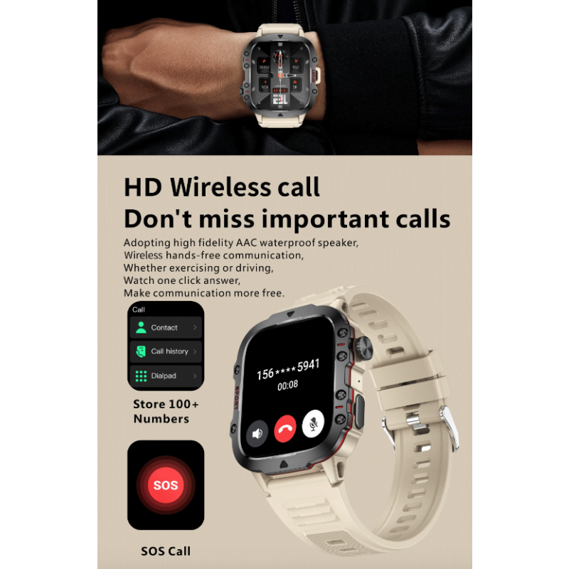 QX11 Smart Watch Men IP68 5ATM Outdoor Sports Fitness Tracker Health Monitor 1.96