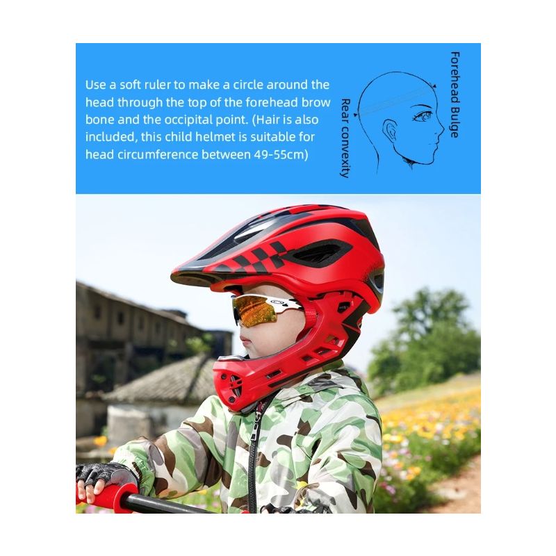 ROCKBROS Children Cycling Helmet Detachable Full Face Riding Youth Protective Gear Adventure Sports