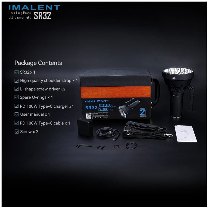 IMALENT SR32 120000 Lumens Powerful Flashlight for Outdoor Lighting Beam Distance 2080m Durable Rechargeable
