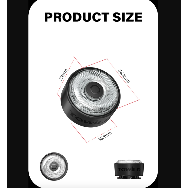 TOWILD TL03Pro LED Bicycle Rear Light Smart Brake Sensor Seven-Color Flash Durable Bike Accessory