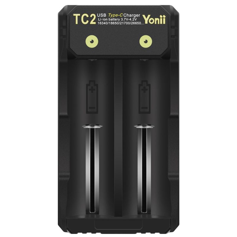 TC2 USB Type-C Charger Fast 4.2V Charging for 18650 21700 Li-ion Batteries Dual Ports for Outdoor Gear