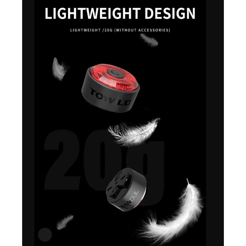 TOWILD TL03 Bicycle Smart Auto Brake Sensing Light LED Taillight Bike Accessories with Five Flash Modes