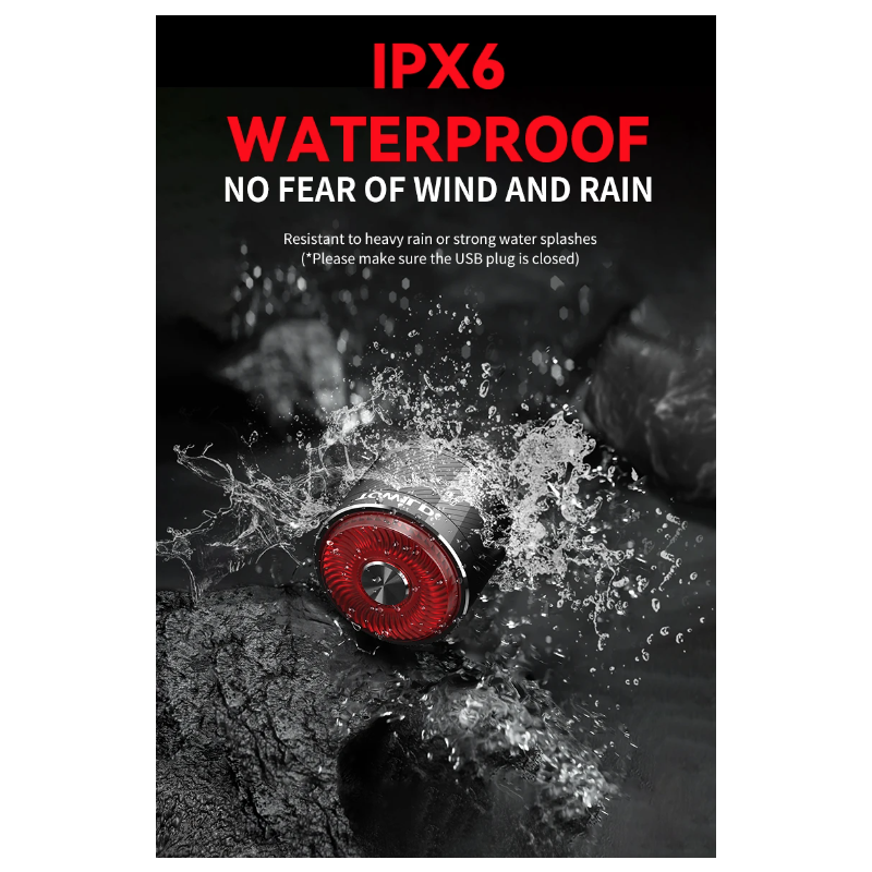 TOWILD TL05 Rear Light Smart Auto Brake Sensing IPX6 Waterproof Bicycle Safety Light with 100 Hour Battery