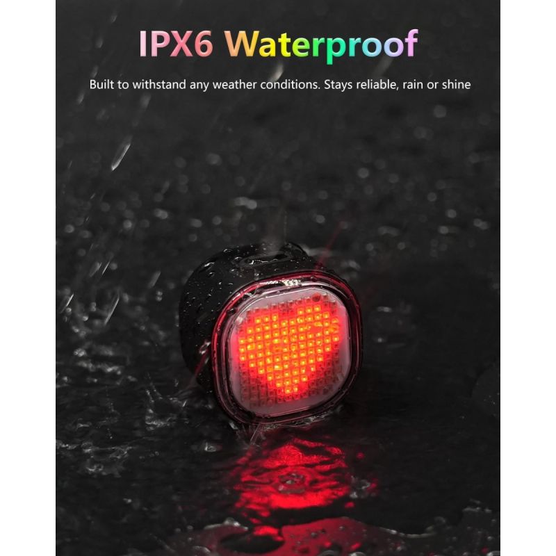 TOWILD TL08 Bike Tail Light, Customized Patterns Full-Color Bike Rear Light, Brake Sensing, USB-C Rechargeable Bicycle Taillights