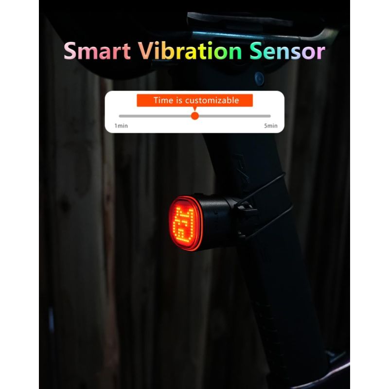 TOWILD TL08 Bike Tail Light, Customized Patterns Full-Color Bike Rear Light, Brake Sensing, USB-C Rechargeable Bicycle Taillights