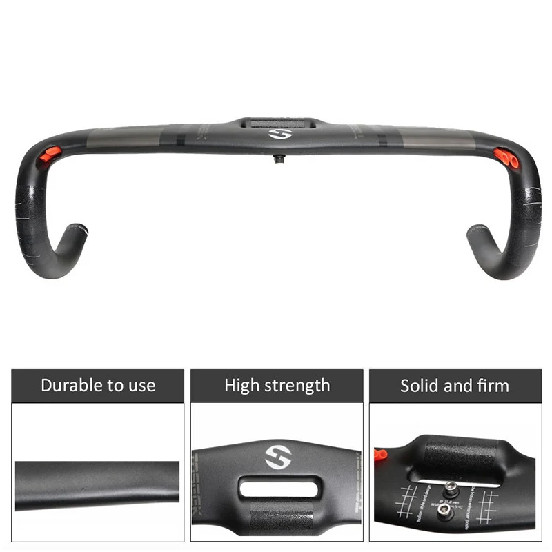 TOSEEK Full Carbon Handlebar 31.8mm Lightweight Aerodynamic Road Handlebar with Customizable Lengths