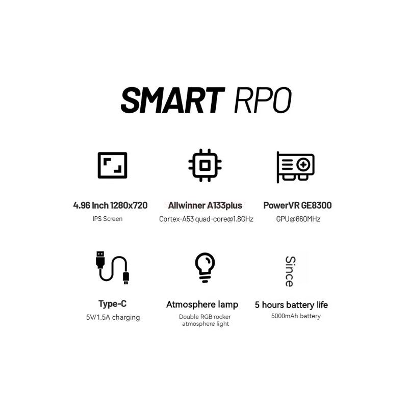 Trimui Smart Pro Vintage Handheld Game Console 4.96 Inch HD IPS Display Portable Gaming Long-Lasting Battery