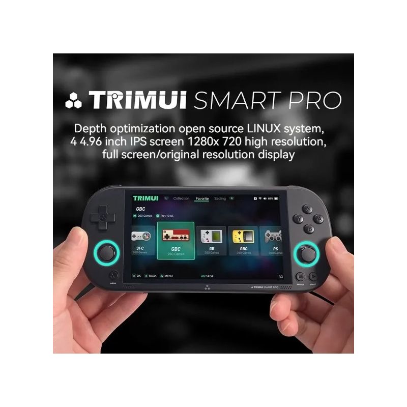 Trimui Smart Pro Vintage Handheld Game Console 4.96 Inch HD IPS Display Portable Gaming Long-Lasting Battery