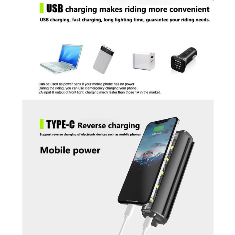 Bicycle Light Front LED 5200 Lumen USB Charging Waterproof Flashlight Durable MTB Cycling Safety Gear