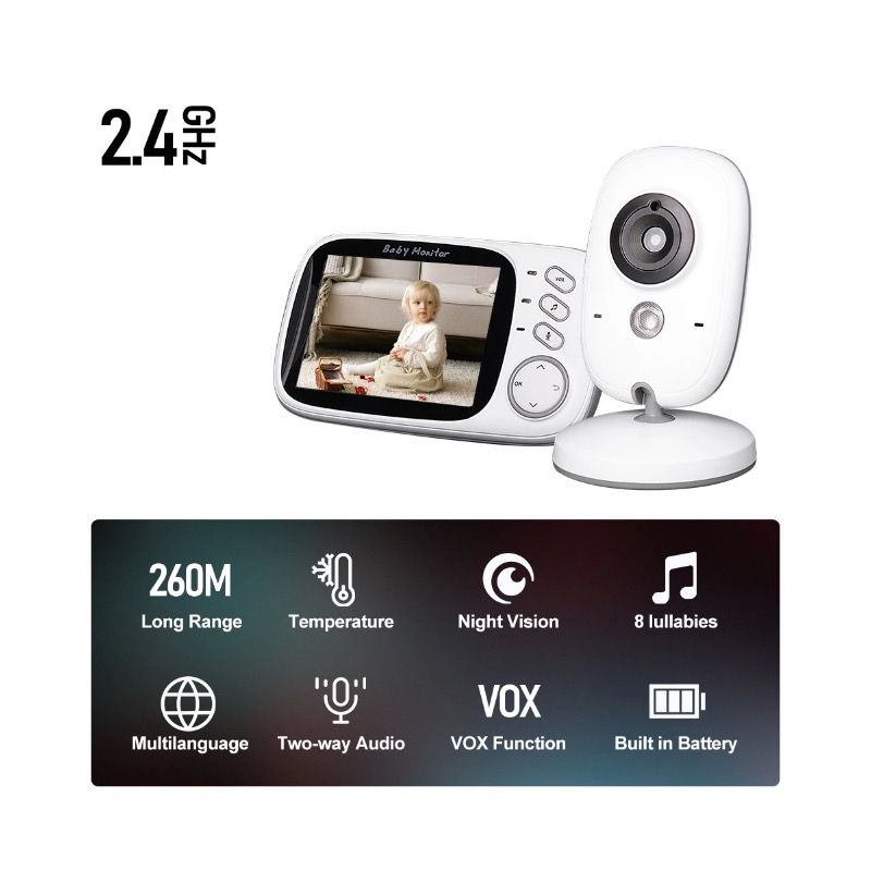 VB603 Video Baby Monitor with Two-way Audio and Night Vision Reliable Parenting Tool for Infant Safety
