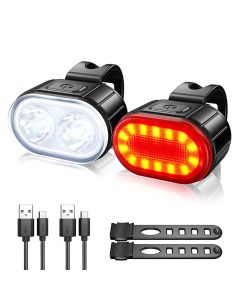 USB Rechargeable Bike Light Waterproof White Bike Front light/Red Bicycle Taillight