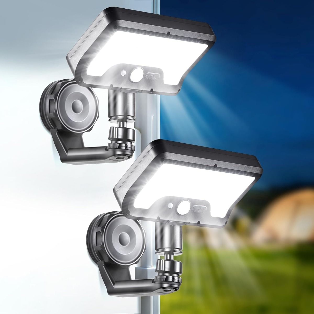 Garden light,Magnetic Solar Lights Outdoor,RV Exterior Lights with Motion Sensor, 92LED 600LM Solar Security Lights IP65 Waterproof (2Pack)