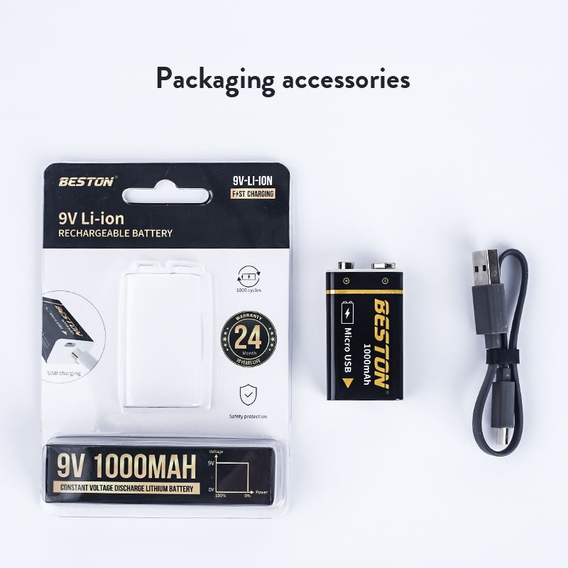 Beston 9V 1000mAh Micro USB Rechargeable Battery Eco-Friendly Power for RC Helicopter Microphone and Toys