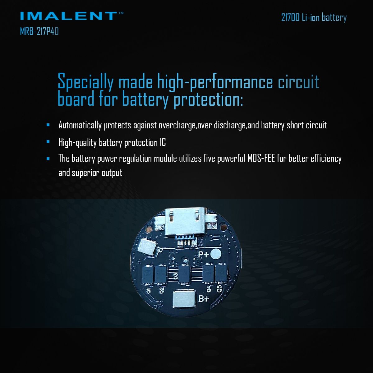 IMALENT MRB-217P40 21700 Battery 4000mAh Type-C Rechargeable High Capacity for Flashlights and Gadgets