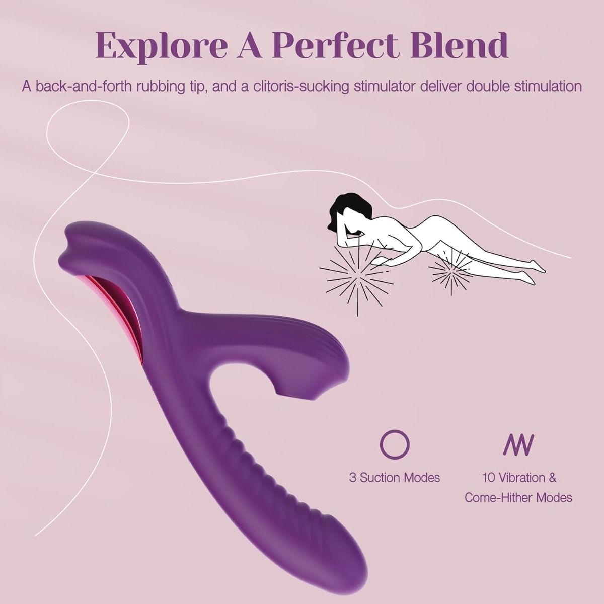 Sucking Vibrator for Clitoral G Spot Stimulation, Adult Sex Toys for Women Couple, Vibrating Finger Massager with 3 Suction and 10 Vibration & Come-Hither Modes