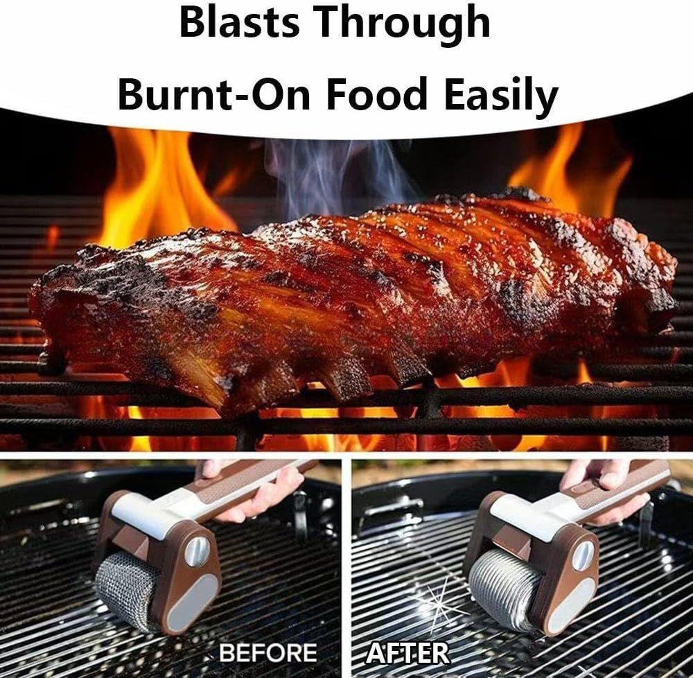 Rechargeable Barbecue Grill Cleaner , Rechargeable BBQ Tool with 350 RPM Stainless Roller Cordless Electric Grill Brush