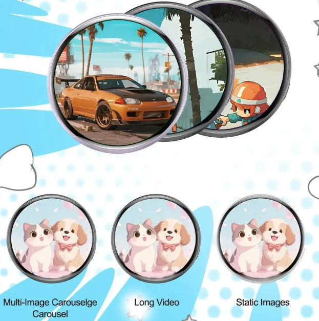 Electronic Badge HD Display Screen 1.70-inch HD Display Bluetooth 6.0 GIF Video Playback Touch Screen LED Audible Video Play