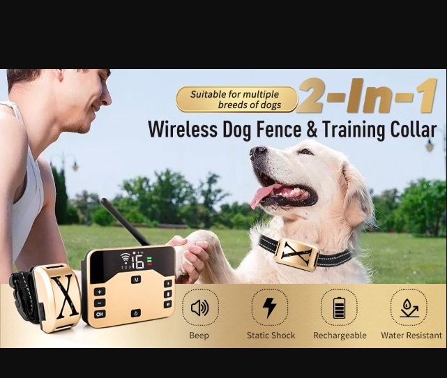 Wireless Pet Fence & Electric Shocker Dog Collar 2-in-1 Device for Pet Safety Responsible Pet Ownership