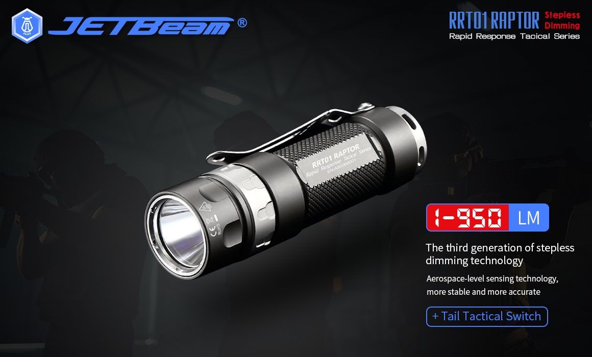 JETBeam JET-RRT01 XP-L 950 Lumen LED EDC Flashlight Durable Outdoor Lighting for Camping Hiking