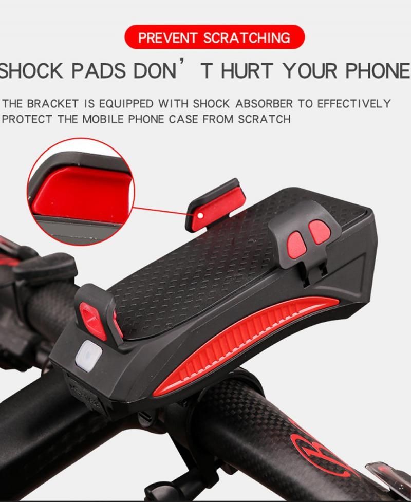 Multi-function 4 in 1 MTB Light USB Rechargeable LED Bike Headlight with Horn Phone Holder Cycling Gear