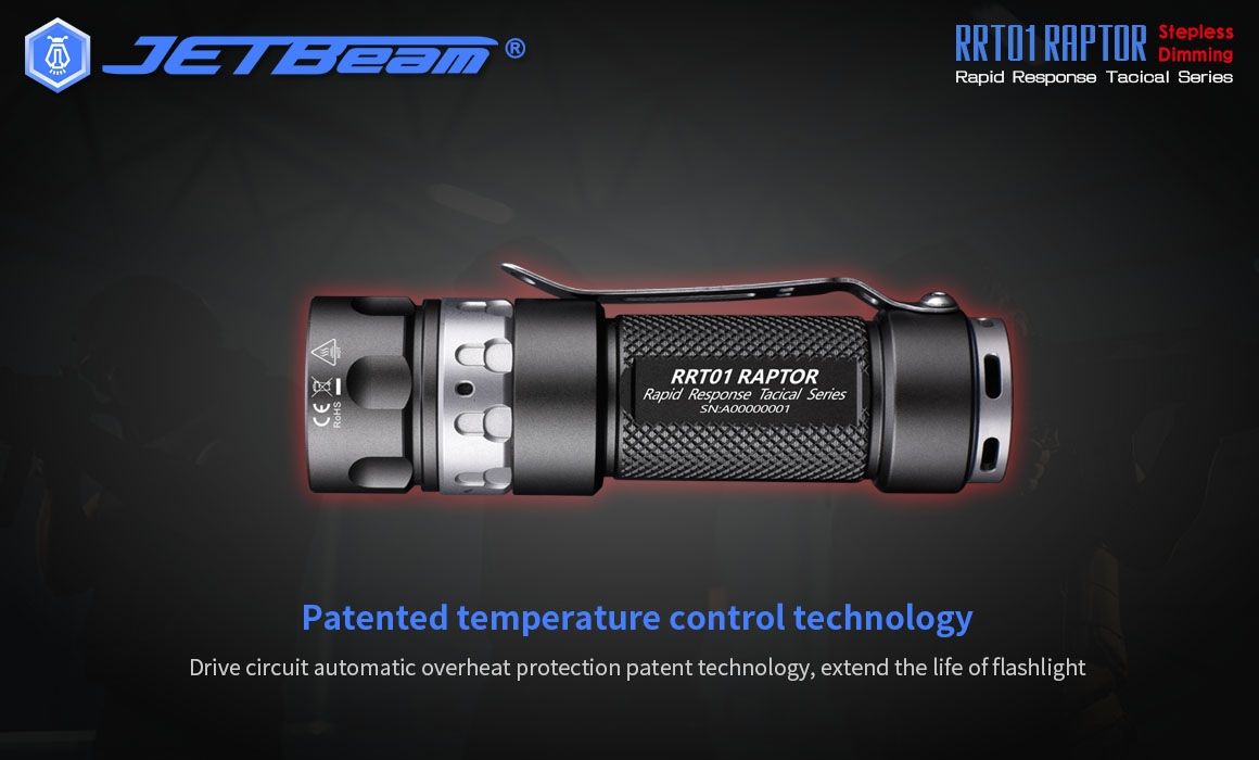 JETBeam JET-RRT01 XP-L 950 Lumen LED EDC Flashlight Durable Outdoor Lighting for Camping Hiking