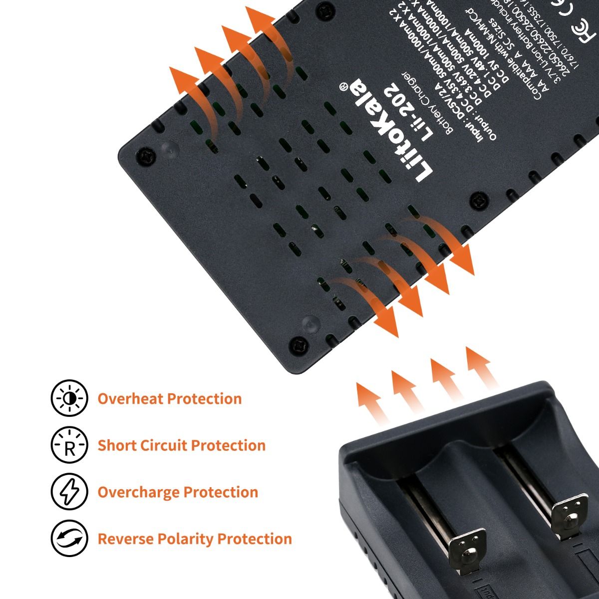 Liitokala Lii-202 Smart Charger for 18650 26650 21700 NiMH Lithium Batteries Dual Channels USB Output