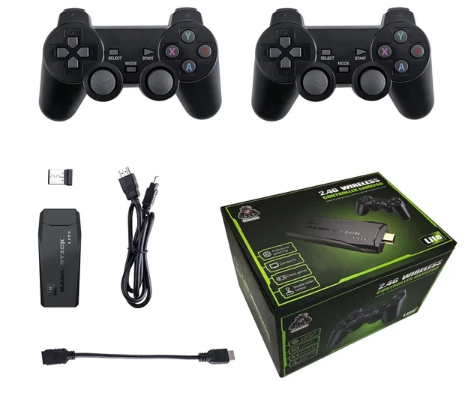 M8 Video Game Console with Dual 2.4G Wireless Controllers 10000 Retro Games Library PS1 Atari 64G Model