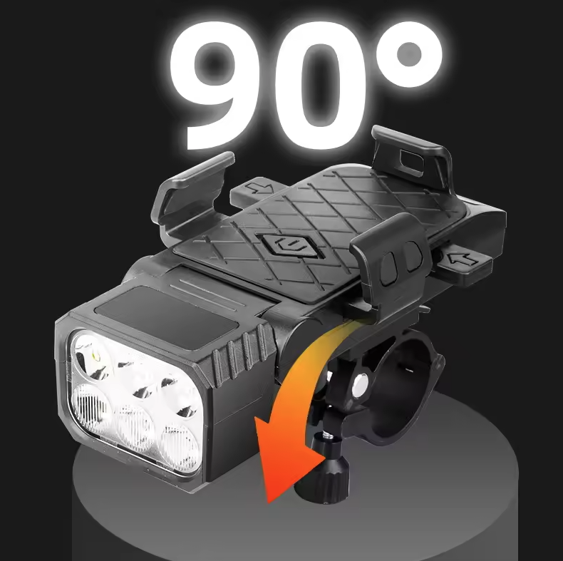 Bicycle Front Light with Horn & Phone Holder Cycling Bicycle Headlight Multifunctional Phone Holder Lamp Cycling Accessories