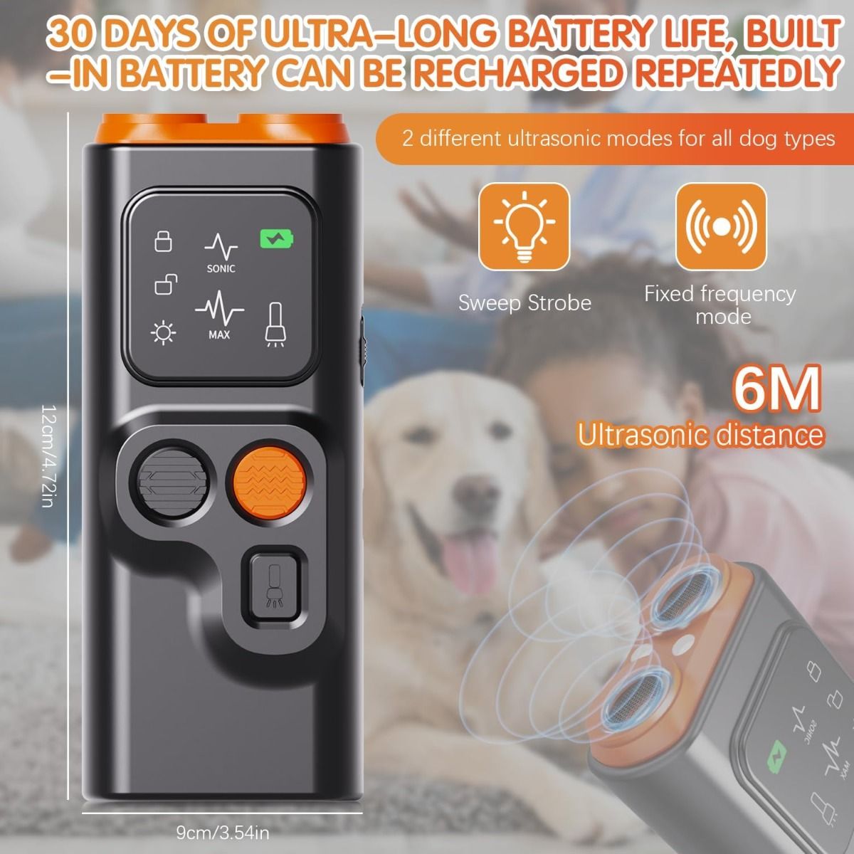 Bark Guard Anti Barking Device for Dogs, Dog Bark Deterrent Devices Can Stop Bad Behavior with HD Display and LED Flashlight